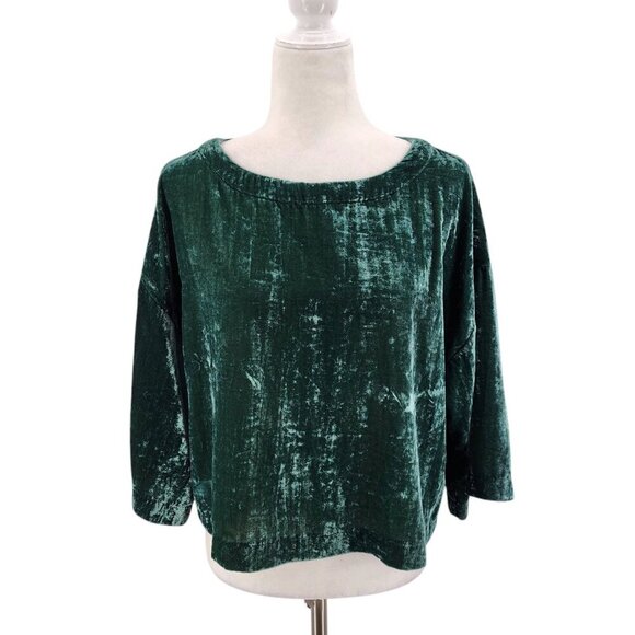 Cupcakes And Cashmere Crushed Velvet Green Blouse Top Womens Small - Picture 1 of 9